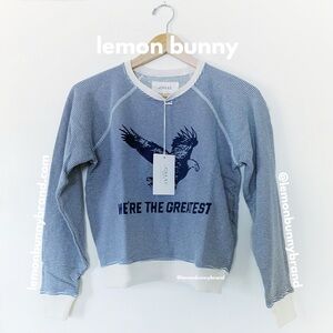 The Great The Shrunken Sweatshirt Salt Water Stripe w/Eagle Graphic Sz 0 New NWT